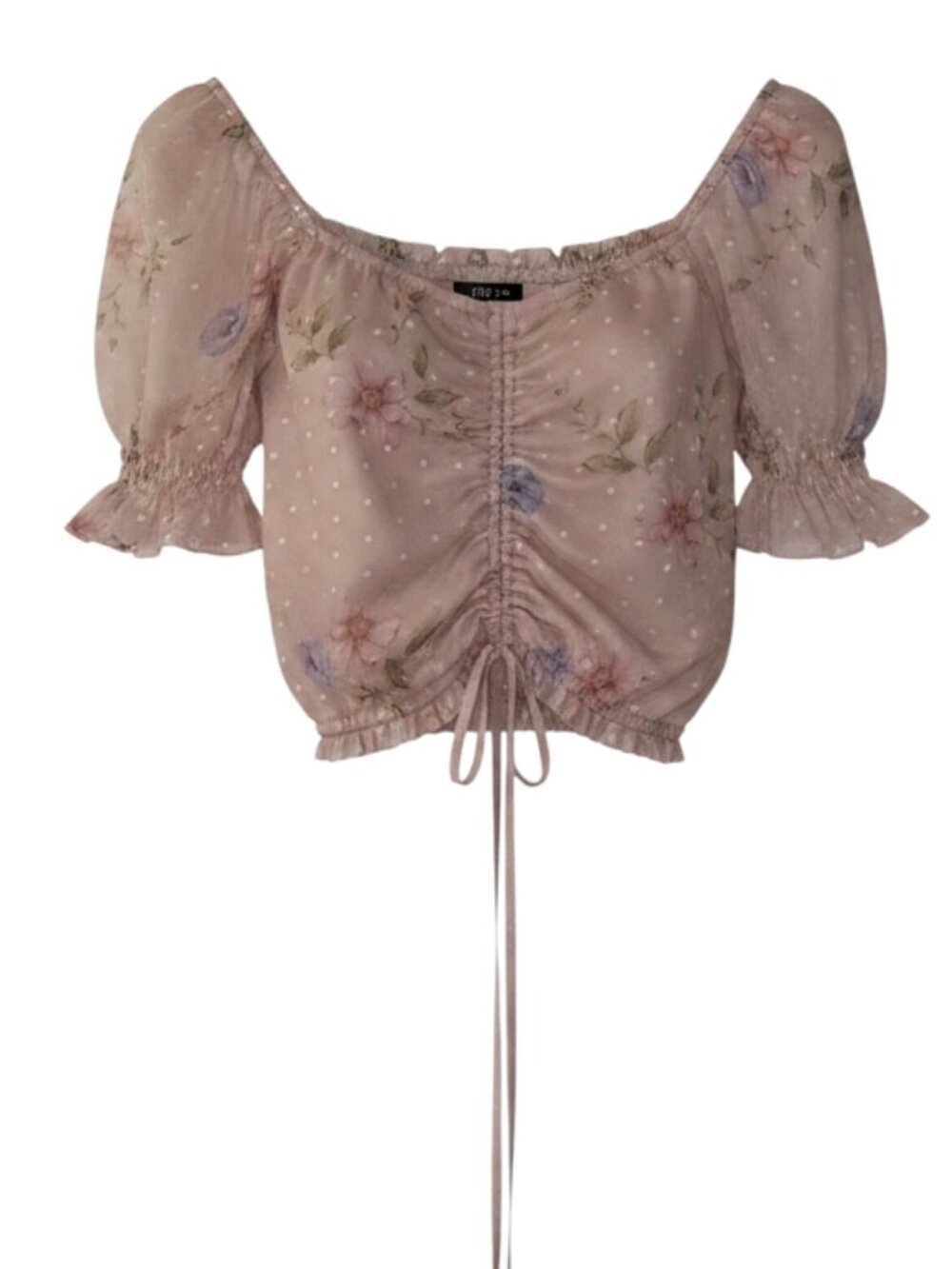 Willow Floral Ruched Crop Top - Size Small